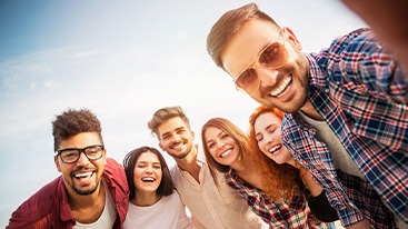 Invisalign patient in Hamden out with friends